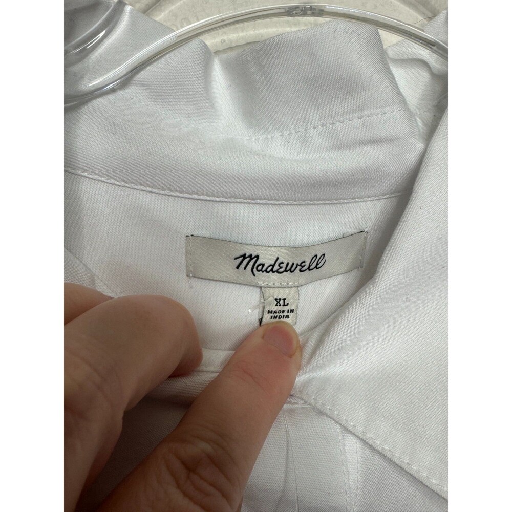 Madewell XL Oversized Button-Up Shirt White Cotton Oxford Long Sleeve Pocket NWT - Picture 10 of 14